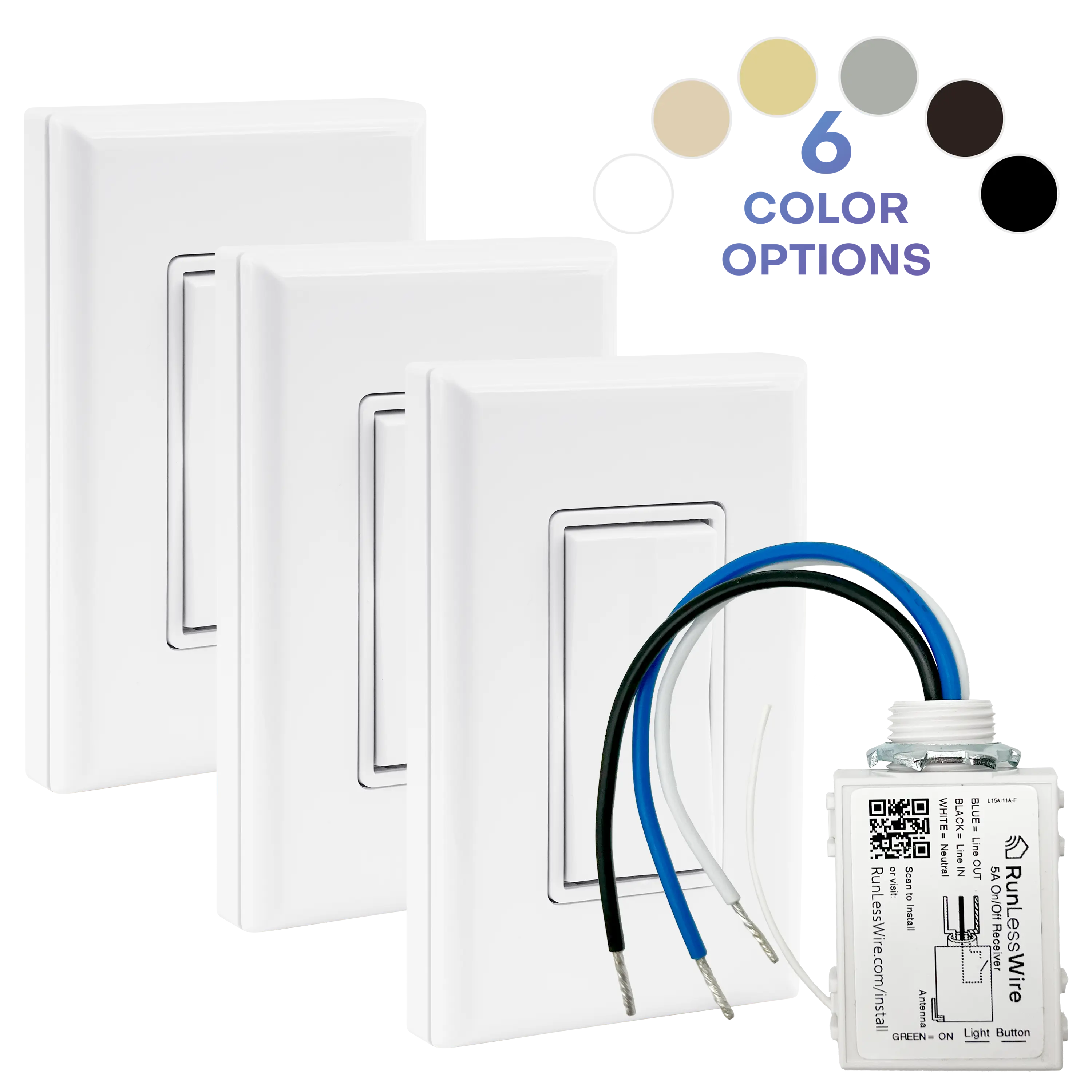 4-WAY KIT: 3 Switches + 1 On-Off 5A Receiver