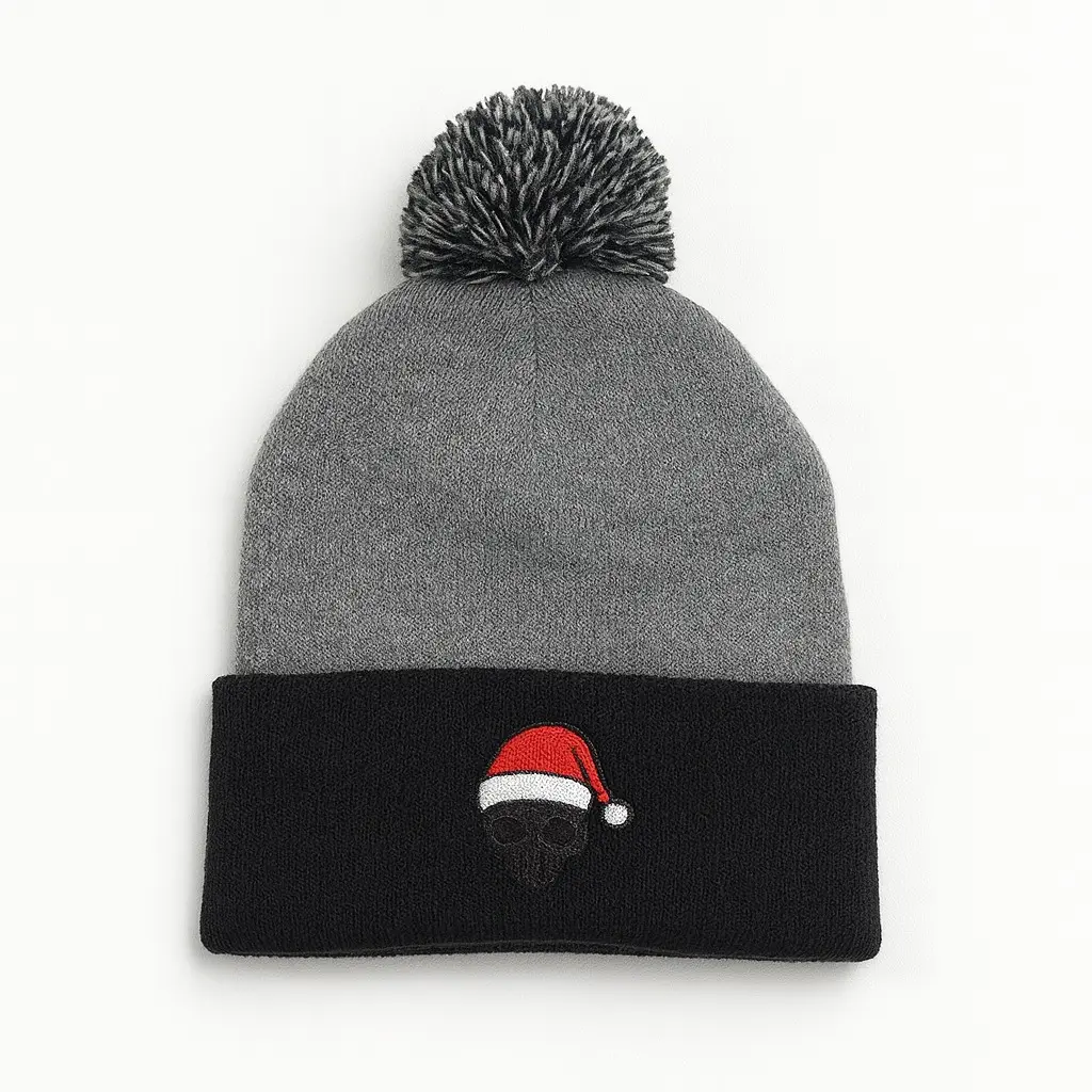 Santa Skull Christmas Beanie Embroidered