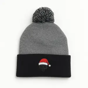 Santa Skull Christmas Beanie Embroidered