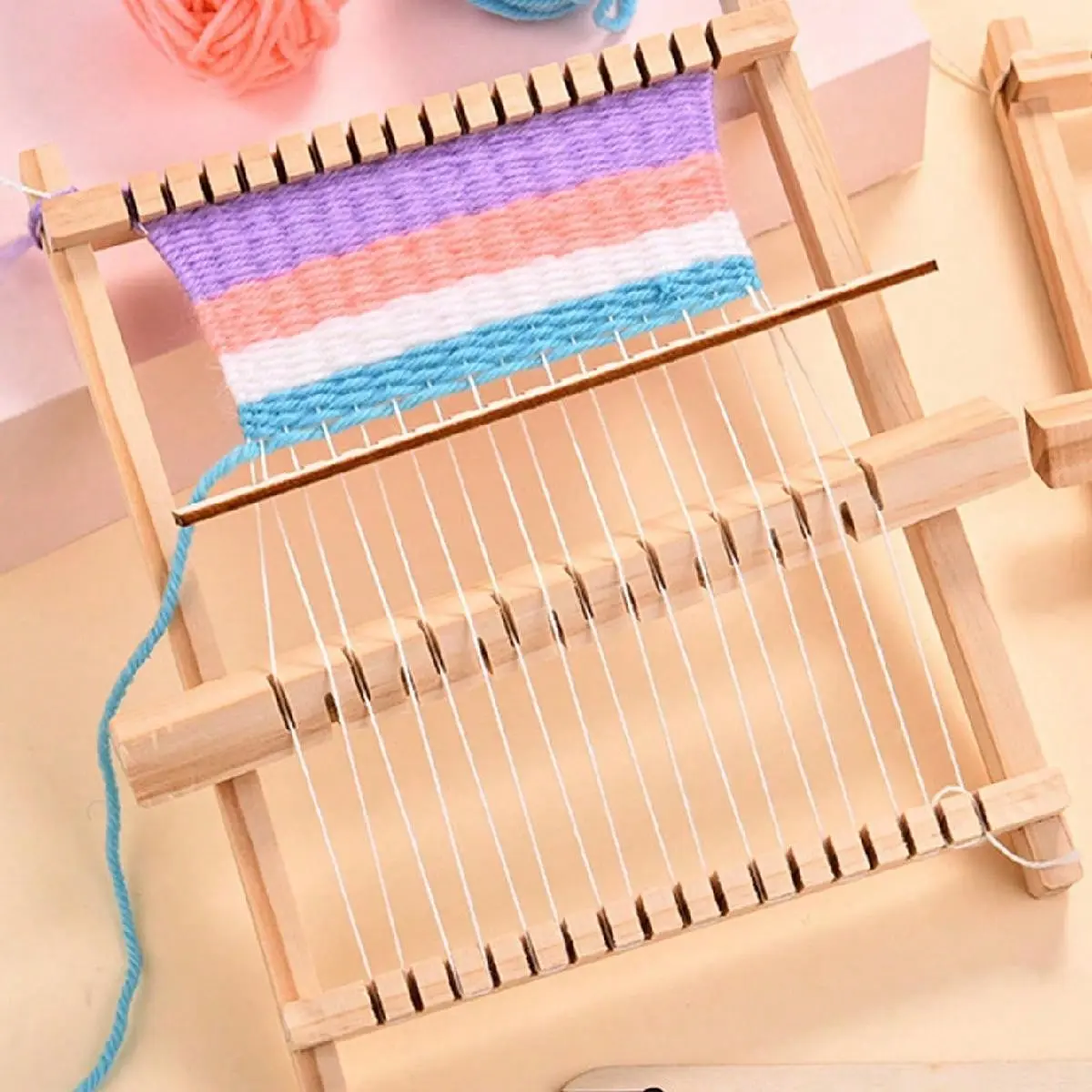Handmade Knitting Machine Kit for DIY Yarn and Tapestry Weaving, All-Season Wooden Knitting Set, Eco-Friendly Materials, Wall Decor and Coasters, Wooden Yarn Holder, DIY Kits