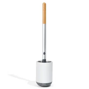 Grove Co. Toilet Brush with Replaceable Head - Recycled Aluminum & Plastic Handle, Diatomaceous Earth Stand, Waste-Reducing Design