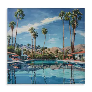 360 Stand Tropical Square Tablecloth, 58x58 in. Palm Trees Design, Indoor/Outdoor Household Kitchen Linen for Home Decor