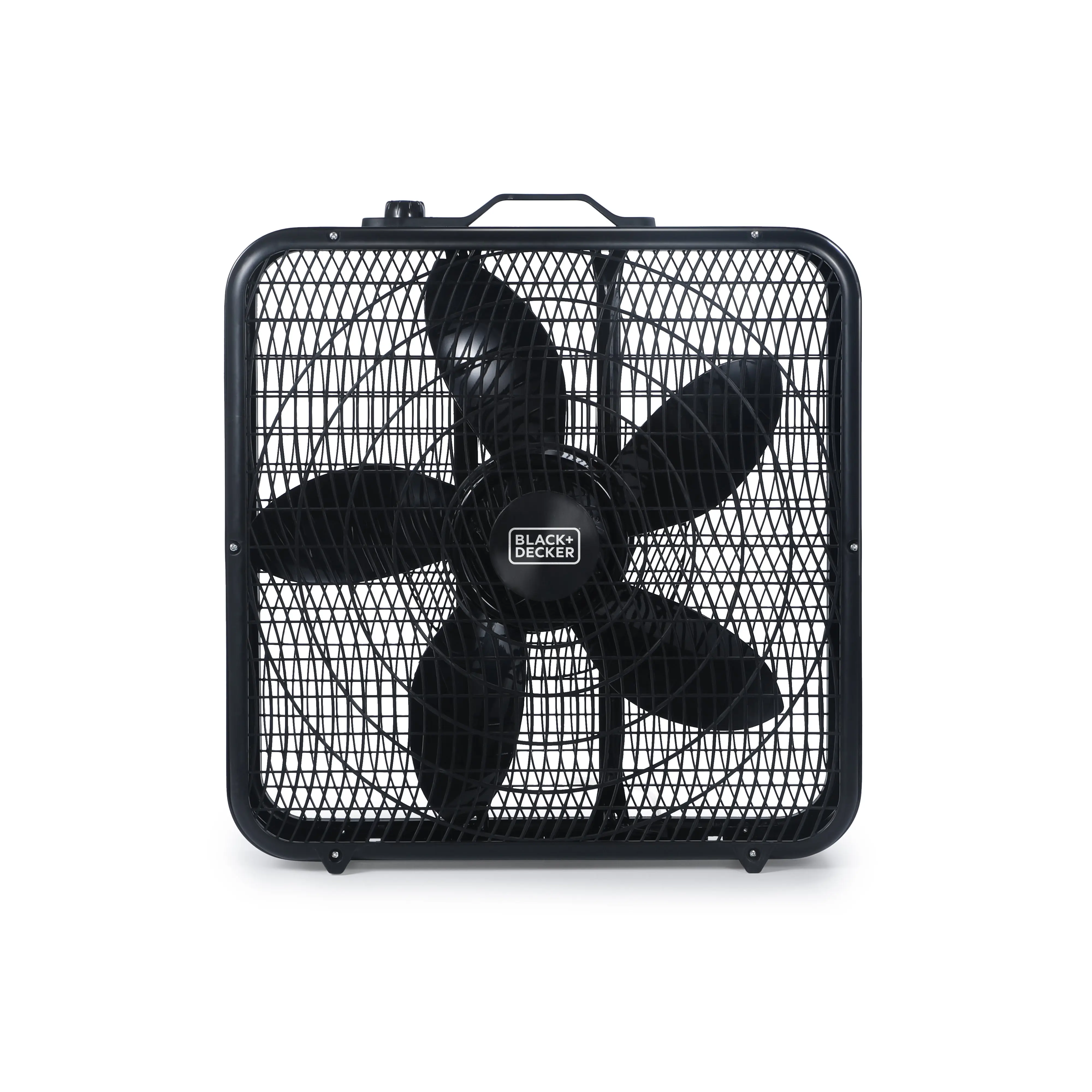 BLACK+DECKER 20” Box Fan with 3 Speed Settings, Powerful 80W Motor, 5-Blade Portable Fan with Carry Handle, Rotary Knob, Cooling For Home, Office, Garage, Basement & More, BFB20SB, Black
