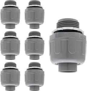 6Pcs 3/4 Inch NPT Liquid Tight Connector Nonmetallic Straight Electrical Conduit Fitting UL Listed PVC Flexible Conduit Adapter