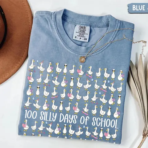 Comfort Colors Silly Goose 100 Day Of School Shirt, 100 Silly Days of School, Funny 100th Day Teacher Shirt, Preschool 5th Grade Teacher Tee