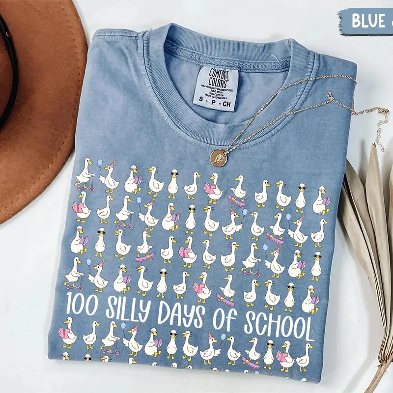 Comfort Colors Silly Goose 100 Day Of School Shirt, 100 Silly Days of School, Funny 100th Day Teacher Shirt, Preschool 5th Grade Teacher Tee