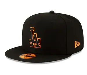 Los Angeles Dodgers Snapback Cap Adjustable Flat Bill Hat Black Orange MLB Baseball Street Style
