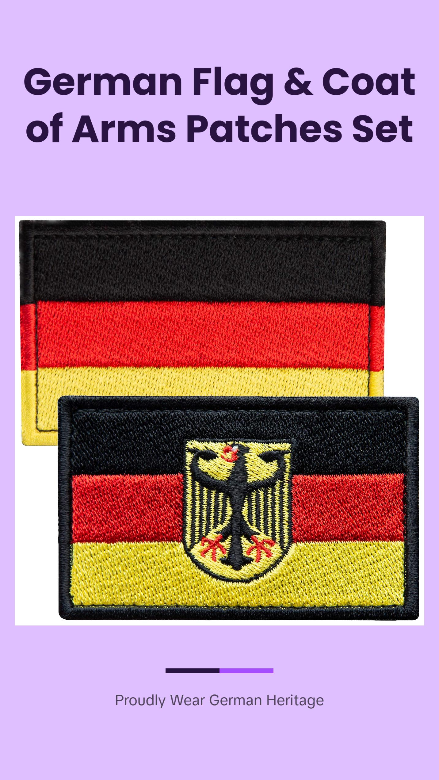 2-Pcs German Flag and Coat of Arms Embroidered Patch Set Embroidered Hook & Loop 2-Pcs German Flag and Coat of Arms Embroidered Patch Set Embroidered Hook & Loop