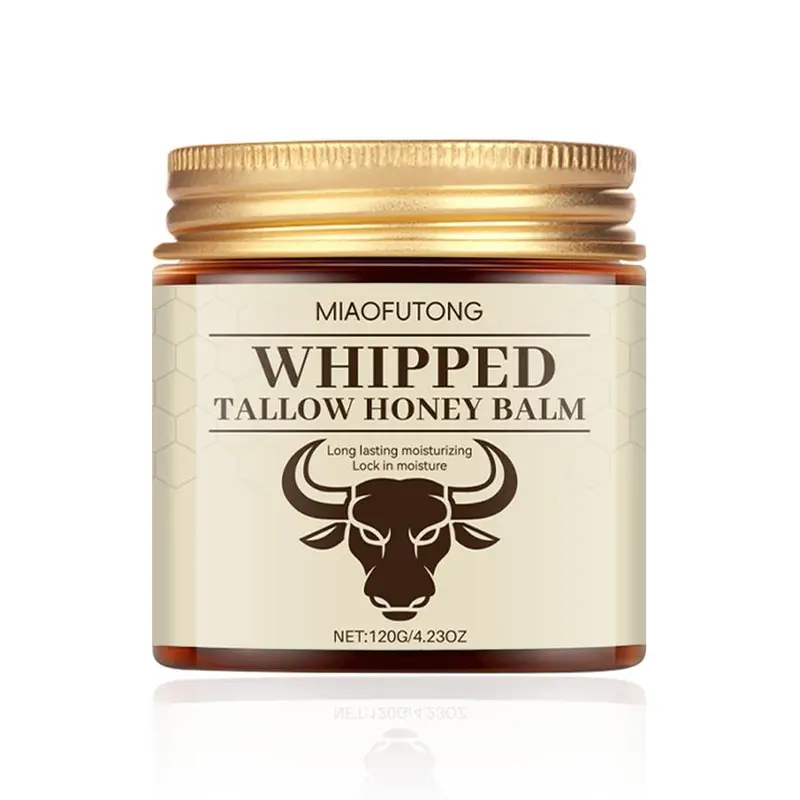 Grass-Fed Beef Tallow Honey Balm - All Natural, Chemical-Free Body Care Cream with Honey Infusion, 4 oz Handmade Daily Skin Moisturizing Balm for Adults (Beef Tallow for Skin)