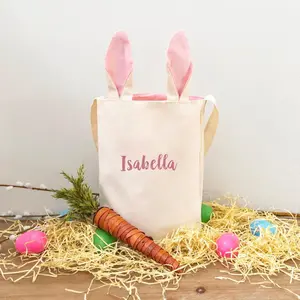 Personalized Names Easter Bunny Tote Bags - Printed