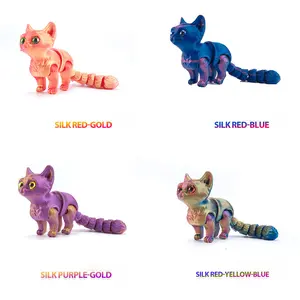 The new 3D-printed cute little cat has movable joints in its tail, which can be used as a gift, decoration for home, festival or office, and is highly popular.