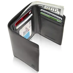 Vegan Faux Leather Trifold Wallets For Men - Cruelty Free Non Leather Mens Wallet With ID Window Holiday Gifts For Men