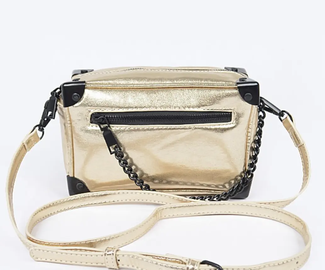 Gold Crossbody Bag with Long Adjustable Strap for Versatile Styling