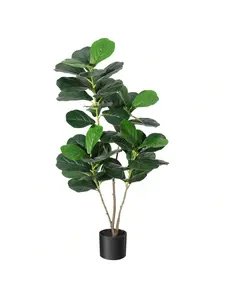 【Christmas Gift】Artificial Tree 4/5/6ft Tall Ficus Tree for Home Decor Fake Fig Plants with Pot for Indoor Office Living Room Bathroom Decor Decorative Fruit Gift Decoration Faux Leaf Plastic Ornaments
