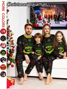 2-Piece Long Sleeve & Pants Christmas Couple Sleepwear Set, Men Women Homeewear, Kids Pajamas, Holiday Family Matching