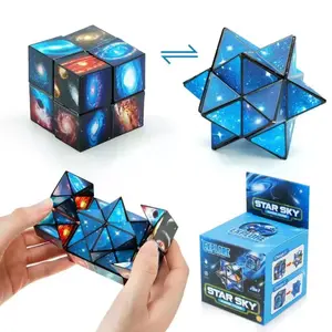 Starry Sky Infinity Fidget Cube, 2-in-1 Magic Cube for ADHD & Focus|Viral Galaxy Infinity Cube, Quiet Fidget Toy for Stress & Boredom Relief-Space Infinity Cube Transformable Toy for Kids & Adults, ADHD Friendly