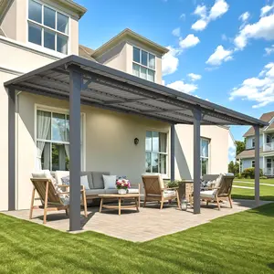 【2/3 packages arrived at different times】YODOLLA Outdoor Hardtop Gazebo Pergola for Patio, Large Heavy Duty Lean to Wall-Mounted Pergolas and Gazebos Clearance, Galvanized Steel Metal Patio Roof Awnings for Patio