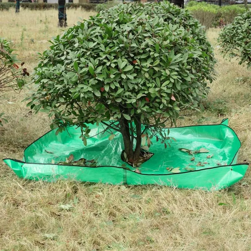 Landscape Tarp for Trimming  78.7"x78.7" Pruning with 12 inch Hole Waterproof Bush Shrub Catcher Four Corner Buckles Easy Fastening and Leaf Collection