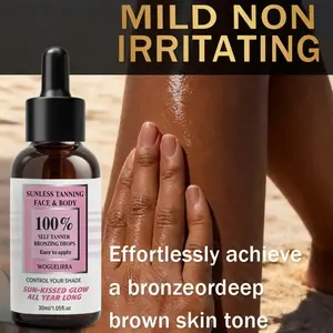 Tanning Serum Sunless Tanning Drops 30ML, Quick Powerful Self Tanner, Lasting Wheat Colored Skin, for Face Body Arms Legs, Unisex