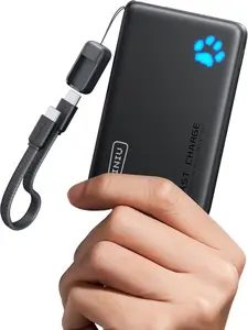 INIU P41 Slim 45W 10000mAh Portable Charger, Fast Charging with Detachable Lanyard USB C Cable , Flight-Safe PD Power Bank Battery Pack, Travel Essential Phone Charger for iPhone 17 16 15 14 13 12 Series Samsung Google Pixel iPad Airpods etc Perfect Gift,