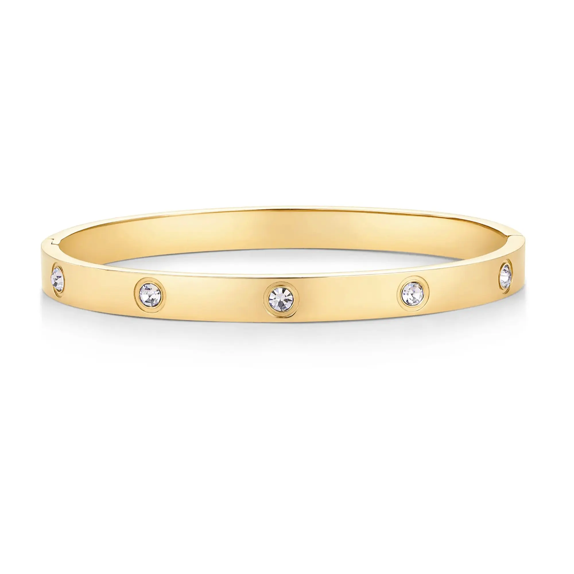 PAVOI Waterproof Love Bangle Bracelets for Women - 14K Gold Plated Hinged Bracelet Dupe with Cubic Zirconia - Stainless Steel Bracelet Stack Trendy Jewelry