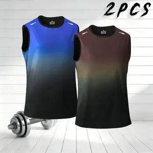 Multi-pack sleeveless tank tops for men, quick-dry breathable stretchy skin-friendly fabric, shoulder stripe details for personalized style, black solid color on the back for a simple look; perfect for fitness enthusiasts and runners.