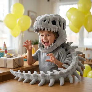 Dinosaur Skeleton Costume – 3D Spinosaurus Skull Mask & Plush Spine for Halloween, Cosplay & Dress-Up Play