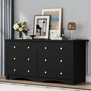 Furniwell Dresser With Power Outlet, 6 Drawers Dresser For Bedroom, Modern Chest Of Drawers, Wooden Dressers, TV Stand For Living Room,Closet, Hallway