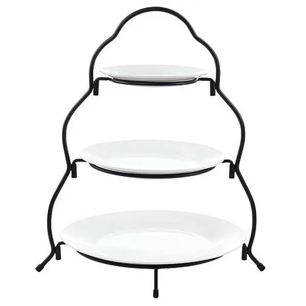 Elama 3-Tier Round Plate Porcelain Serveware Set