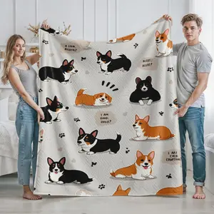 Corgi Dog Print Plush Blanket Cozy Soft Throw for Living Room Bedroom Use Perfect Gift for Pet Lovers and Dog Enthusiasts on Christmas  Thanksgiving  Valentines Day  or Birthday Celebrations  Ideal Home Decor and Comfort Item for Family and Friends Who