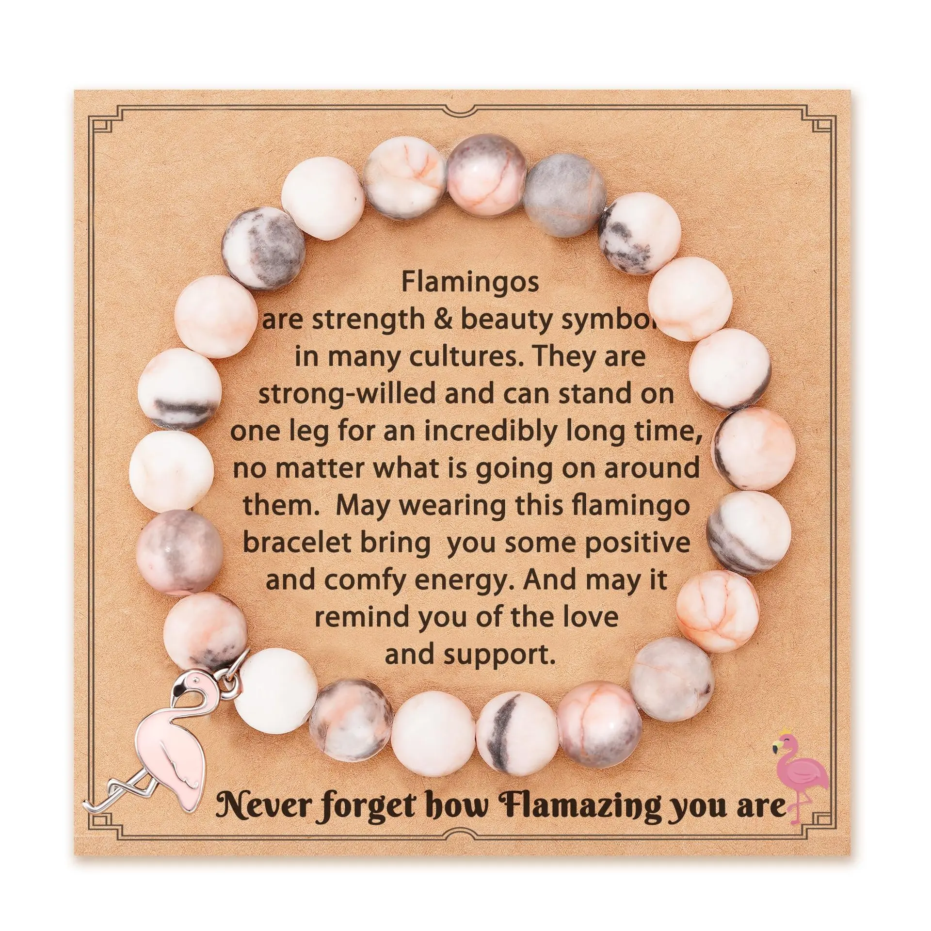 Pink Zebra Flamingo Bracelet+Never Forge