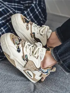 Men's Fashion Walking Shoes, Trendy Walking Shoes, Winter Warm Fleece Board Shoes, Thick Sole Casual Sports Sneakers, Fall Winter New, Dopa Color, Anti-Slip Breathable