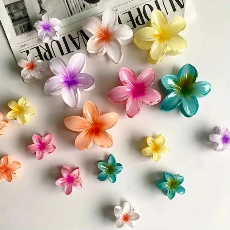 18Pcs Gradient Candy Color Egg Flower Hair Clips Cute Floral Shark Claw Clips Strong Hold for Daily Hairstyles Backcombing Ponytail Sweet Trendy Hair Accessories for Women Girls