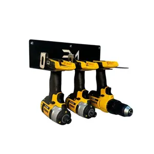 Elite Mounts 3-Slot Drill Organizer compatible with DeWalt 20v : Steel Rack with Black Powder Coat