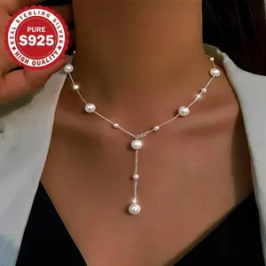 A Necklace Made of Small Shell Pearls, Crafted from S925 Sterling Silver, Offers Four Different Ways to Wear It. It'S Suitable for Parties And Weddings, Exuding a Noble And Elegant Charm, Perfect for High-End Gifts on Thanksgiving And Valentine'S Day.