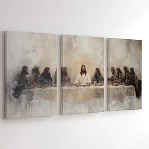 Classic The Last Supper Framed Canvas Set • Religious Jesus Wall Decor for Room & Church