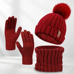 Winter Beanie Hat Scarf GlovesSet for Women -Warm Fleece Knit TouchScreen Gloves, Double-Layered Brim, ldealGift for Thanksgiving 2025|3 Pieces WinterSet: Touchscreen Gloves, Beanie Hat,andScarf for Men's and Women's