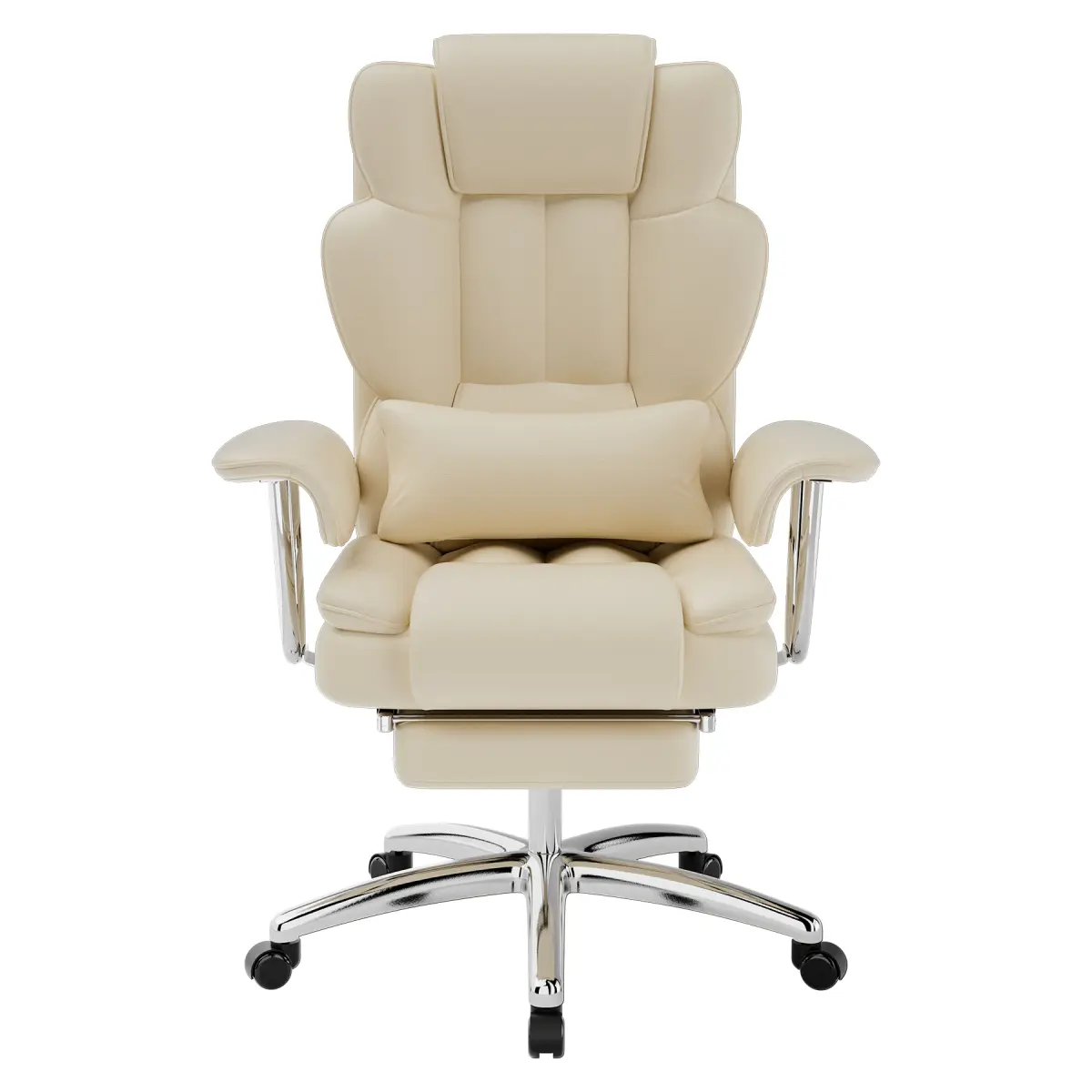 [Mother's Day Gift] Aobtkel Stable Big and Tall Executive Leather Ergonomic Reclining High Back Office Chair with Footrest, Large Home Computer Chair (Beige)#Summervibes