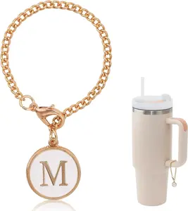 Letter Charm Accessories For  Cup, Initial Chain Water Bottle Name Id Charms for Tumbler,Yeti,  Cups Handle