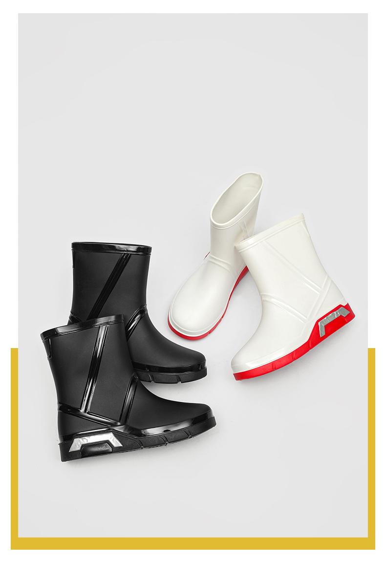 Black Waterproof Rain Boots Men Women Non Slip Rubber Boots Mid Calf Lightweight Work Boots Outdoor Fishing Garden Rain Shoes Trending TikTok