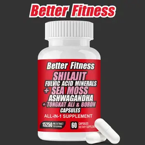 BetterFitness Shilajit, Ashwagandha, Sea Moss Tongkat Ali & Boron Vitality & Wellness Capsules |Lab Tested for Purity|