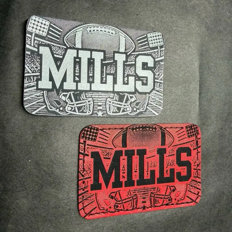 Football Engraved Name Patch - Customizable 3in x 2in Velcro Bag Accessory with Personalized Name or initials