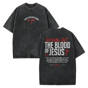 Vintage Washed Christian Faith Shirt, Nothing But The Blood Of Jesus Shirt, 1 John 1:7 Scripture Tee, Religious T-Shirt