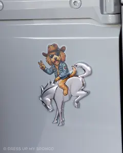 Howdy Doodle — Bronco Emblem Vinyl Decal (Woof Edition)