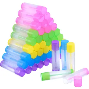 50PCS Multicolor Empty Lip Balm Tubes – 5.5ml Twist-Up Containers with Caps for DIY Lipstick or Balm
