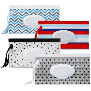 4 Pack  Wipe Dispenser, Refillable  Wipe Holder Bag Portable Wipes Container  Wet Wipe Pouch