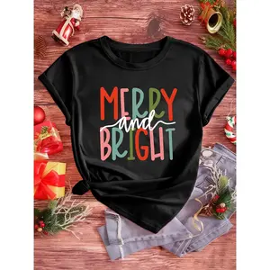 Christmas Women's T-Shirt Printed T-Shirt Casual T-Shirt Christmas Gift, Gift for Girlfriend, Women's Christmas Personalized Short Sleeve