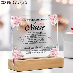 Nurse Appreciation Acrylic Desk Sign, 5.12"x4.72" A Truly Amazing Nurse Quote Plaque with Wooden Base, 2D Flat Printed Decor for Nurse Gift, Medical Worker Appreciation