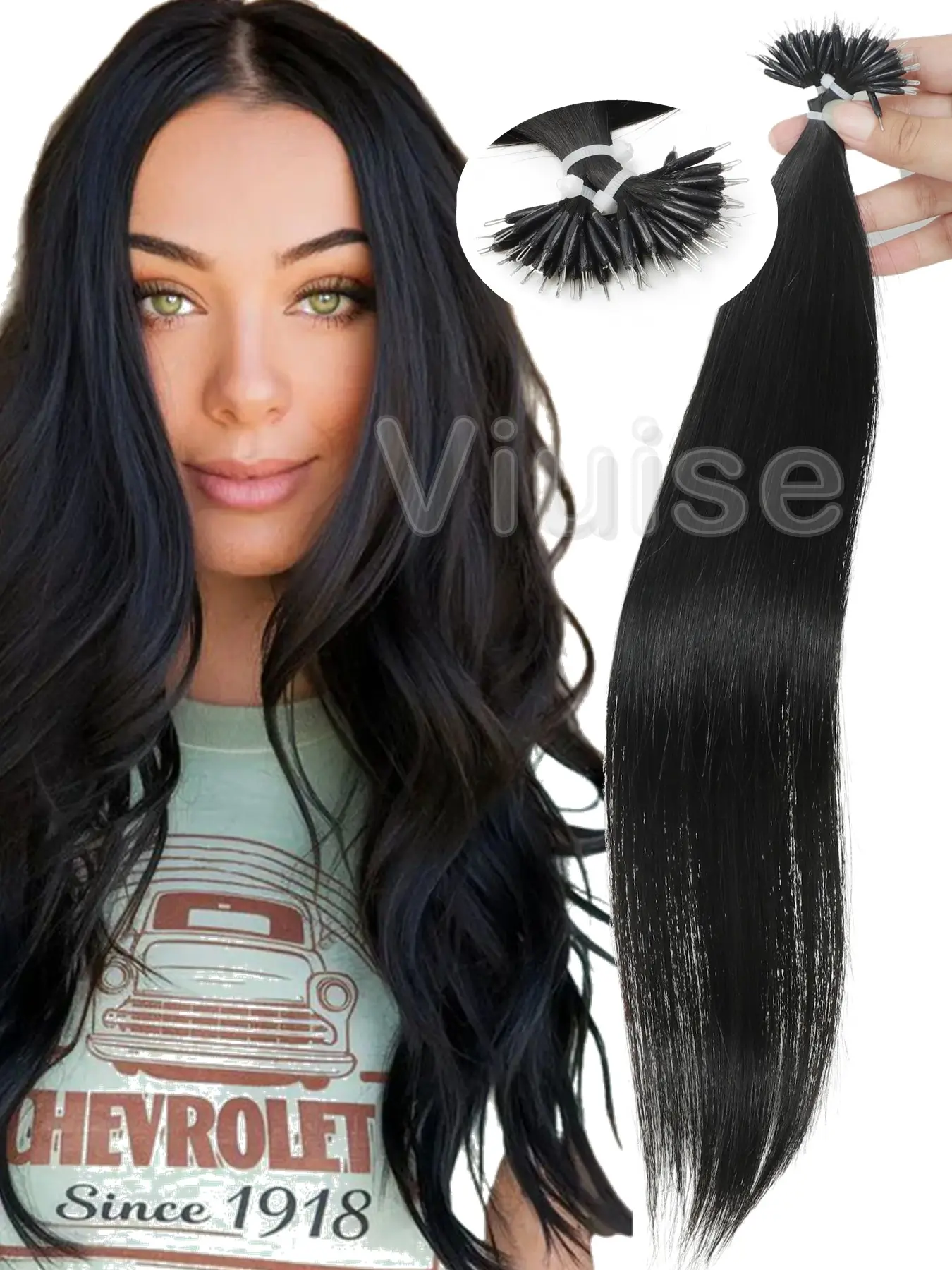 Nano Beads Premium Human Hair Extensions, Hair Weave Extensions, Capsule Nano Ring Fusion Human Hair Extension, Straight Natural Looking Hair Extensions, Seamless Straight Extensions, Blonde Hair, 30g/Pack, 12inch-22inch, Glueless