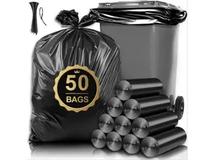 Extra-Strong 55-Gallon Heavy-Duty Trash Bags – 50-Pack, 1.5 MIL Thickness, Black Outdoor Waste Sacks for Yard Cleanup